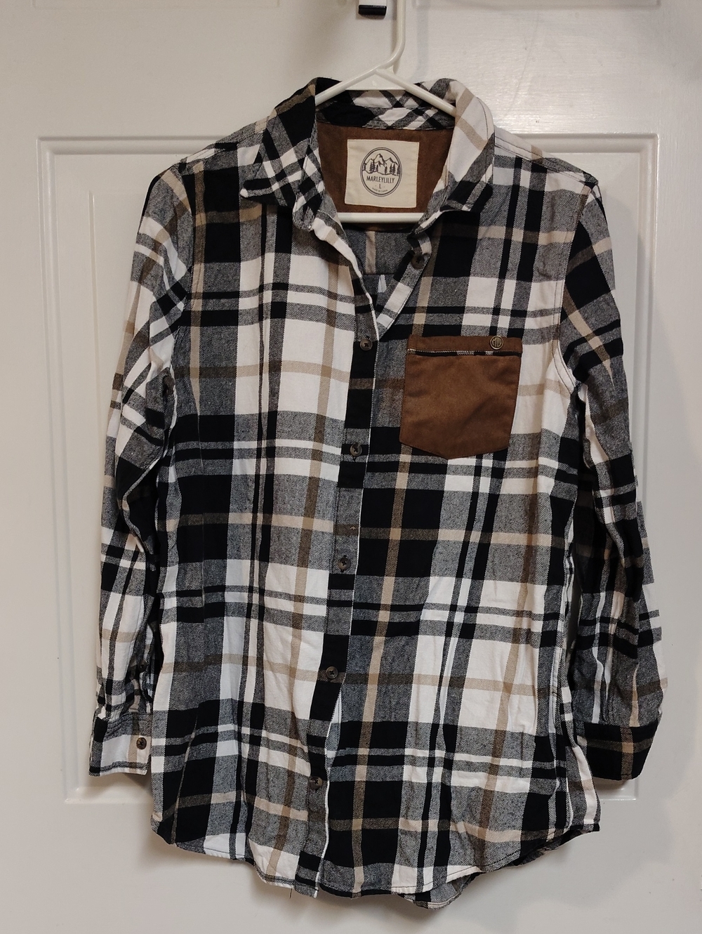 Plaid Flannel Neutral Button-Down Shirt Women's Large